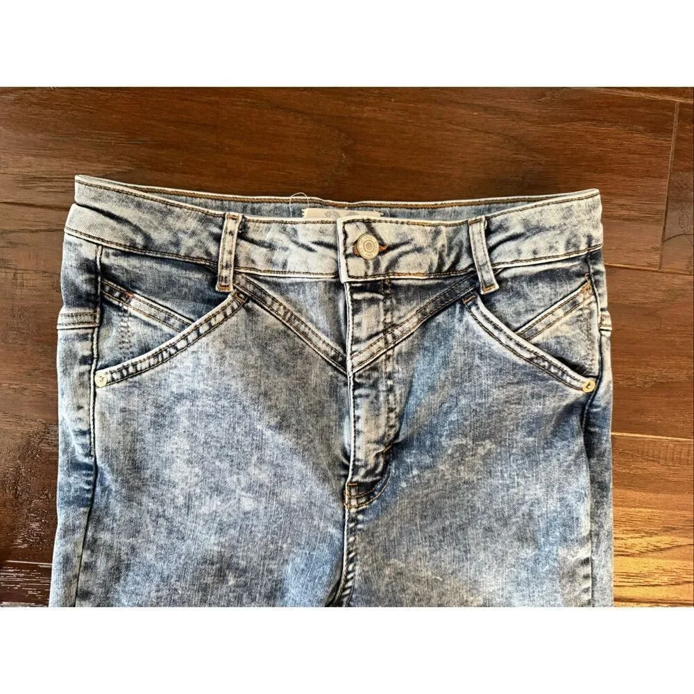 Free People Riley Seamed Skinny Jeans Acid Wash indigo size 30
